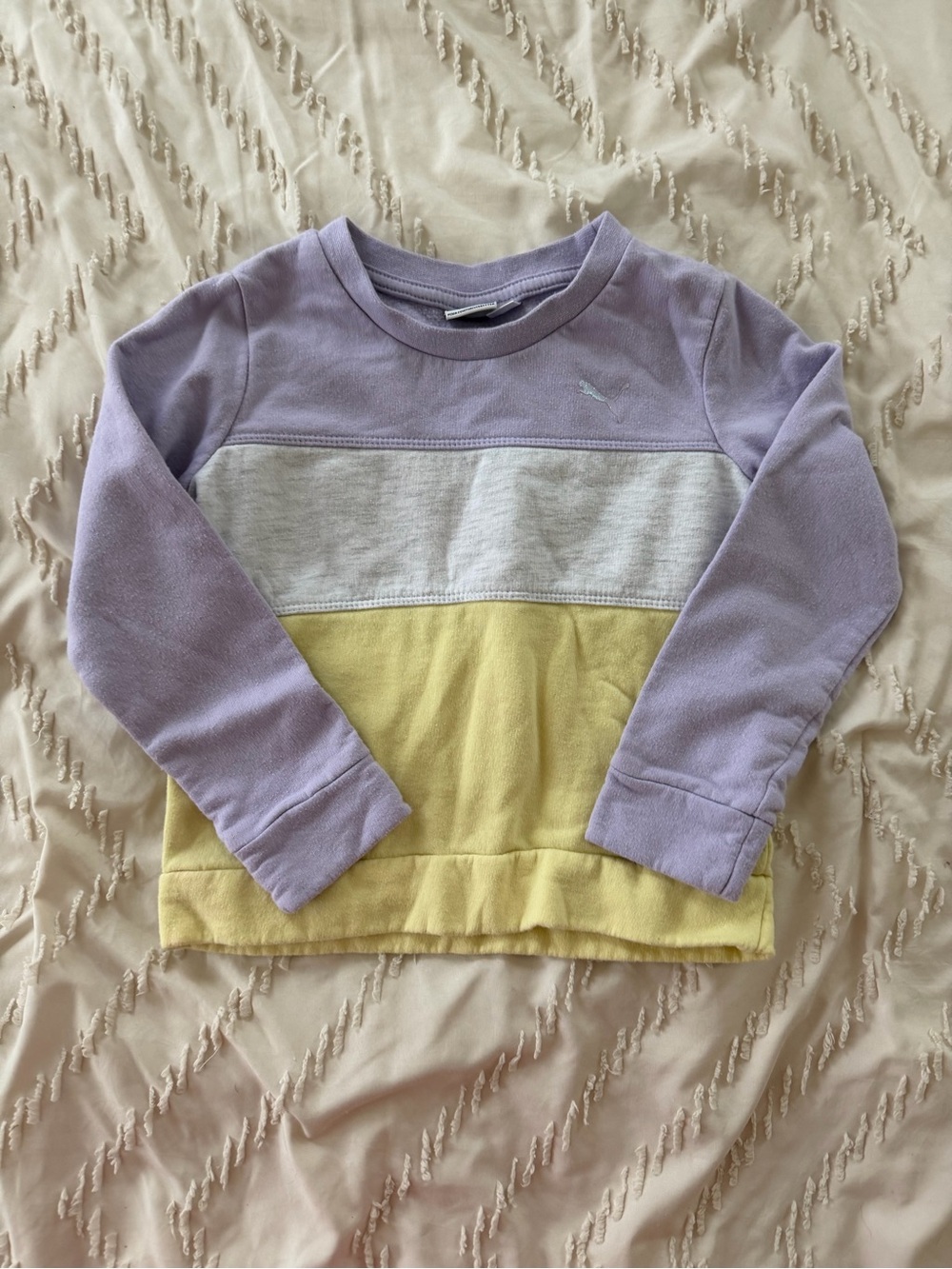 Puma Lavender, Gray & Yellow Colorblock Kids Sweatshirt